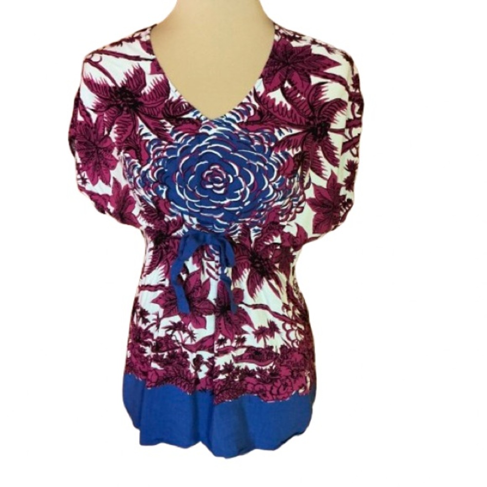 Cabi tropical floral tie front blouse